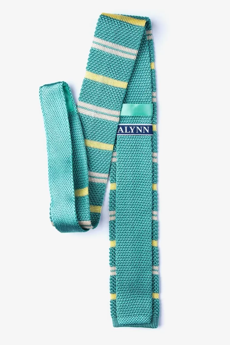 Ties Roman Stripe Teal Knit Skinny Tie Best