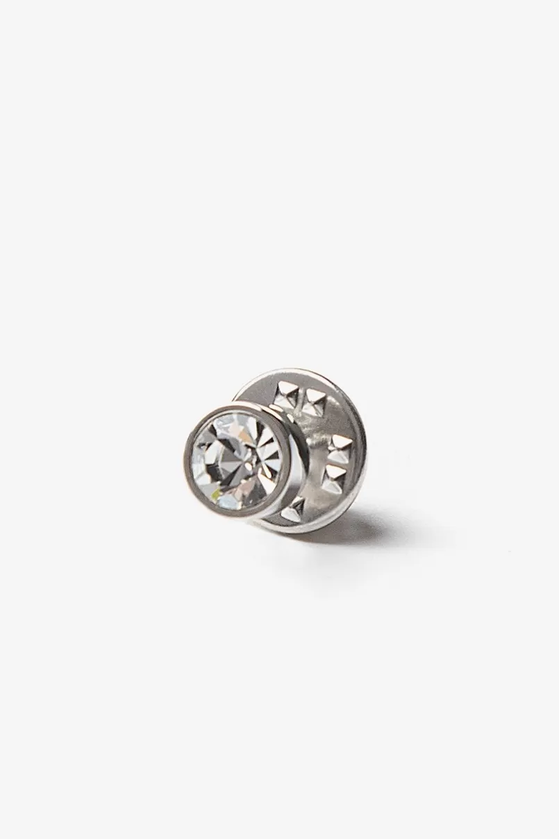 Ties Round jewel Lapel Pin Silver Flash Sale