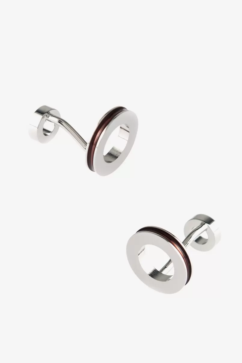 Ties Round Ring Burgundy Cufflinks Clearance