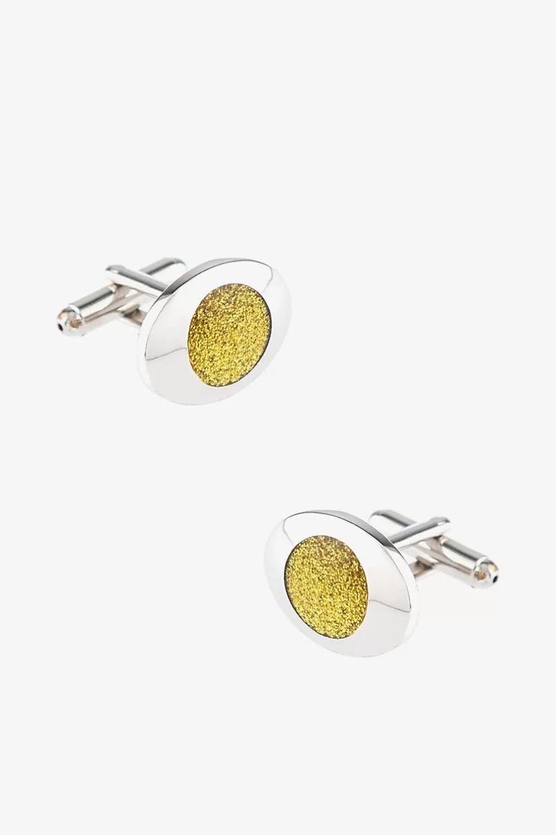 Ties Rounded Oval Yellow Cufflinks Online