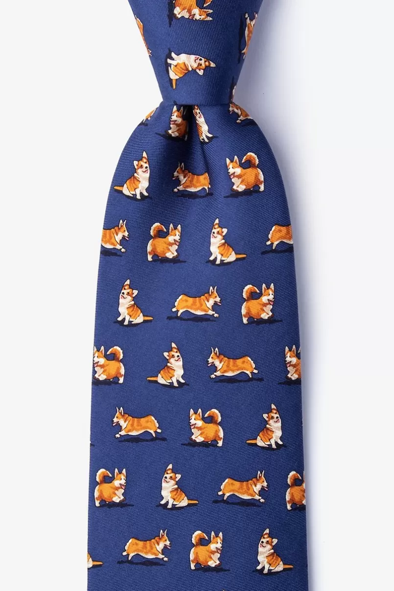 Ties Rowdy Corgis Navy Blue Tie NavyBlue Sale