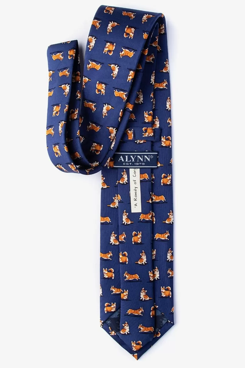 Ties Rowdy Corgis Navy Blue Tie NavyBlue Sale
