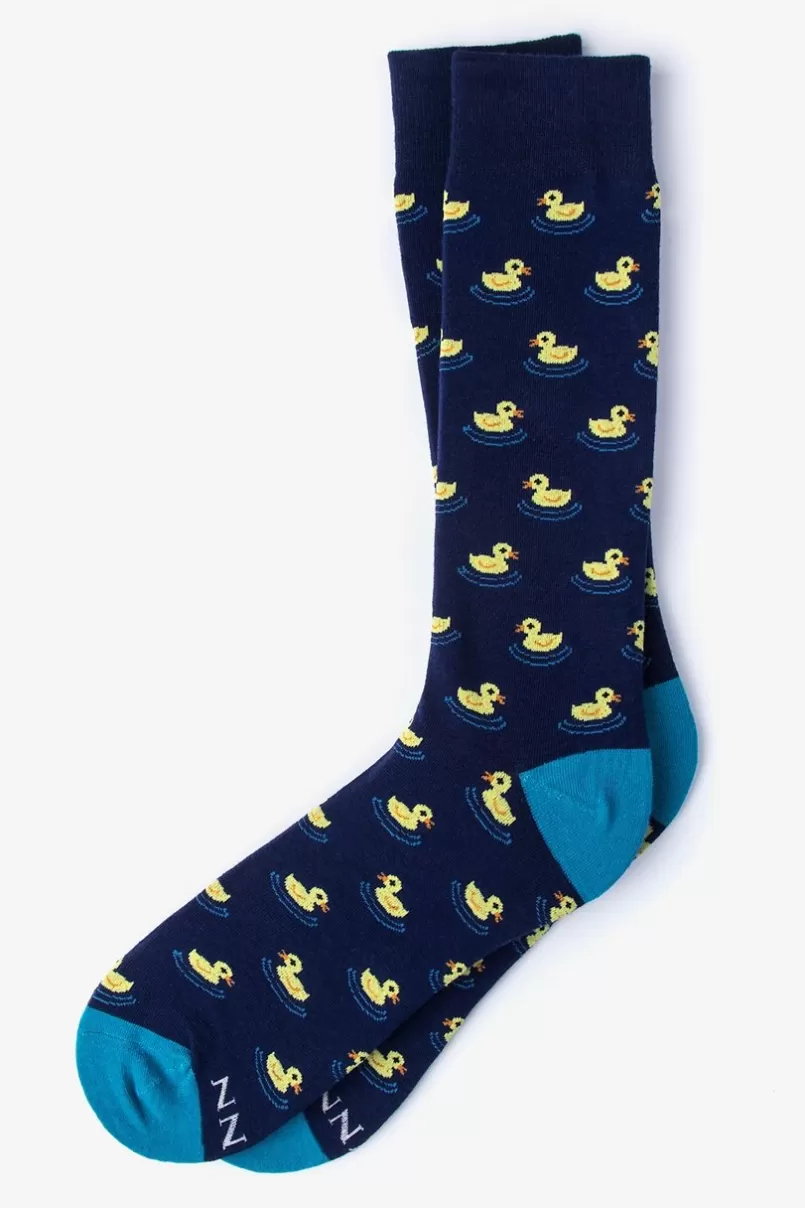 Ties Rubber Duck Navy Blue Sock Discount