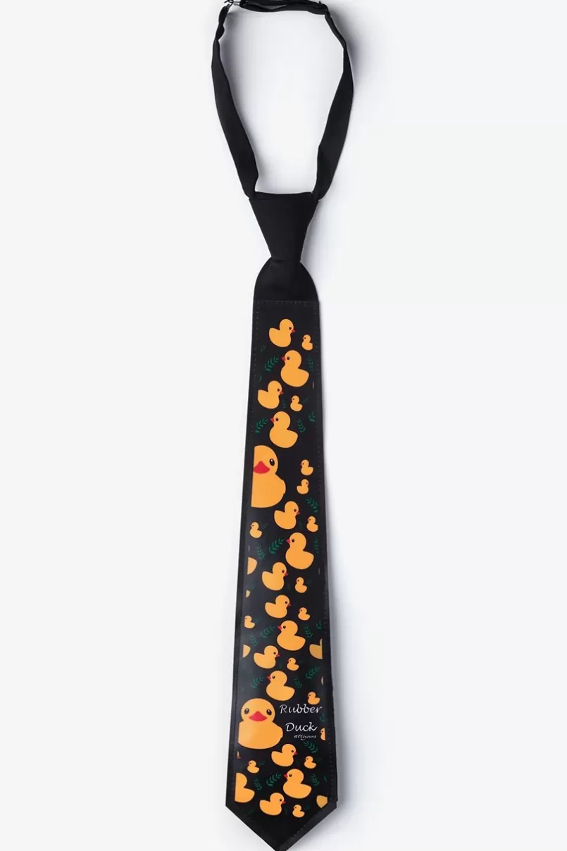 Ties Rubber Duck Sound Activated Light Up Black Tie Fashion