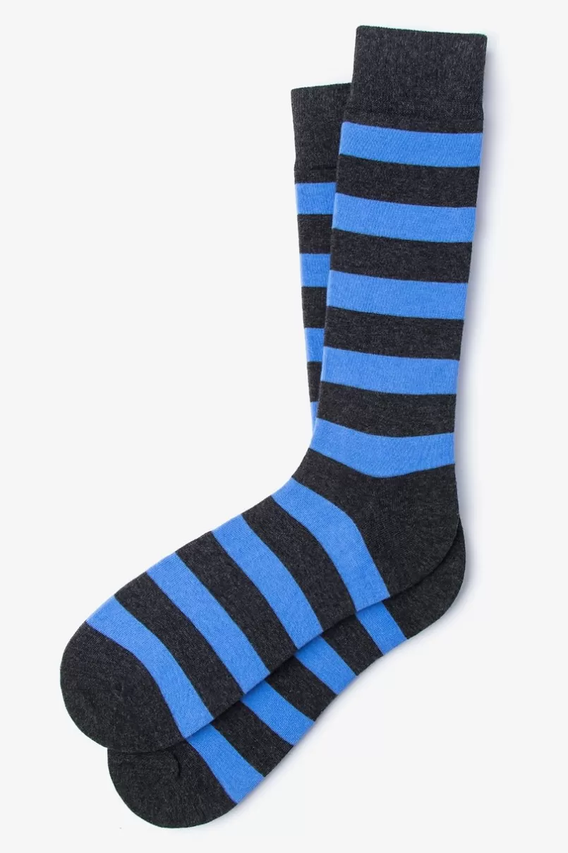Ties Rugby Stripe Blue Sock Blue&HeatherGray Hot