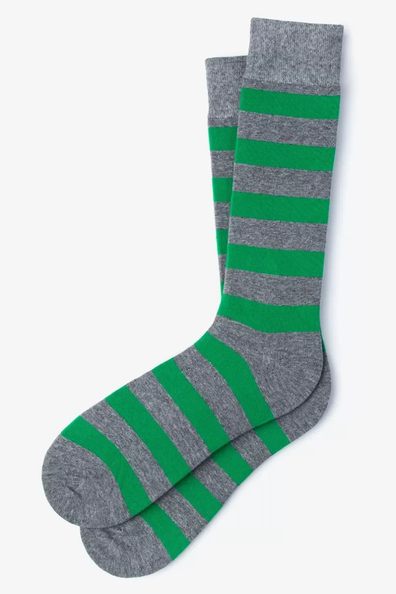 Ties Rugby Stripe Green Sock Green&HeatherGray Outlet