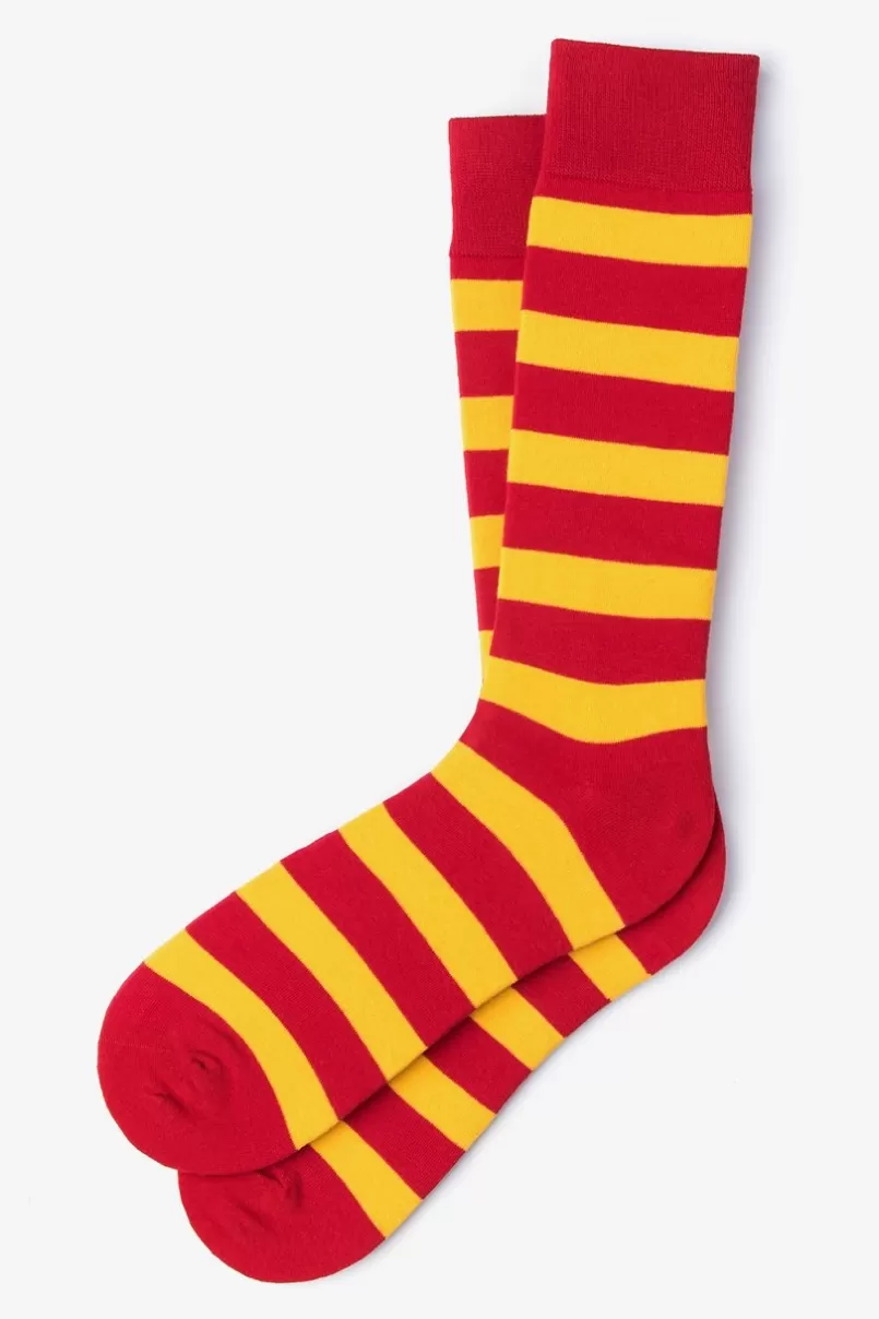 Ties Rugby Stripe Red Sock Red&Yellow Clearance