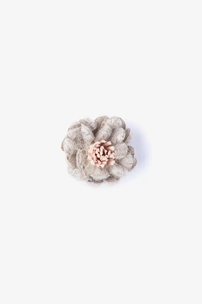 Ties Rustic Yarn Flower Lapel Pin Beige Online