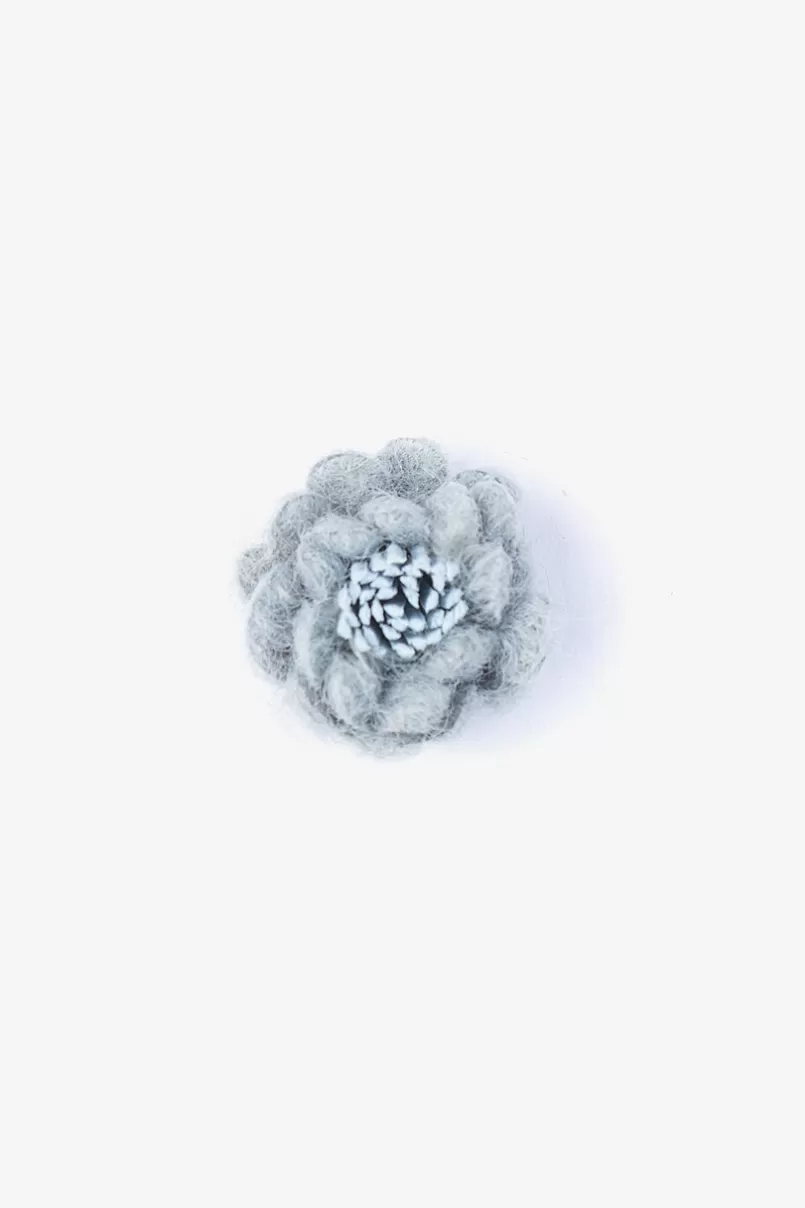 Ties Rustic Yarn Flower Lapel Pin Slate Discount