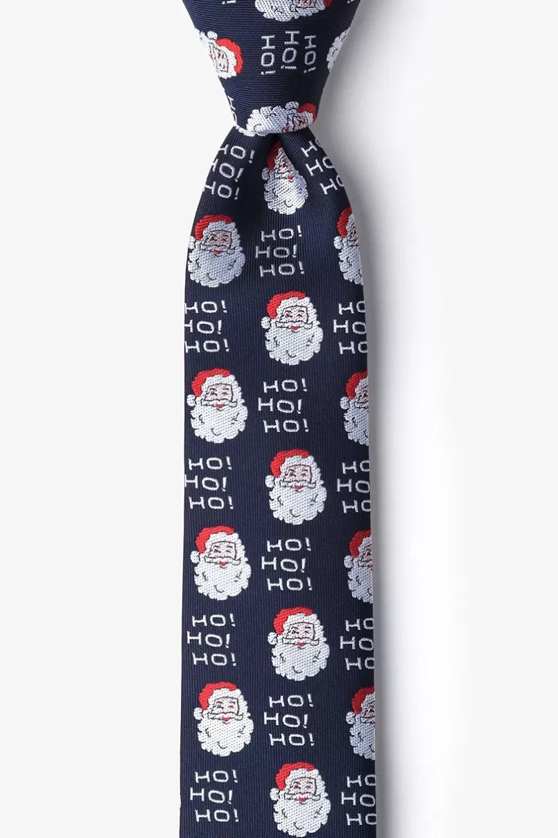 Ties Santa Faces Navy Blue Skinny Tie Best Sale