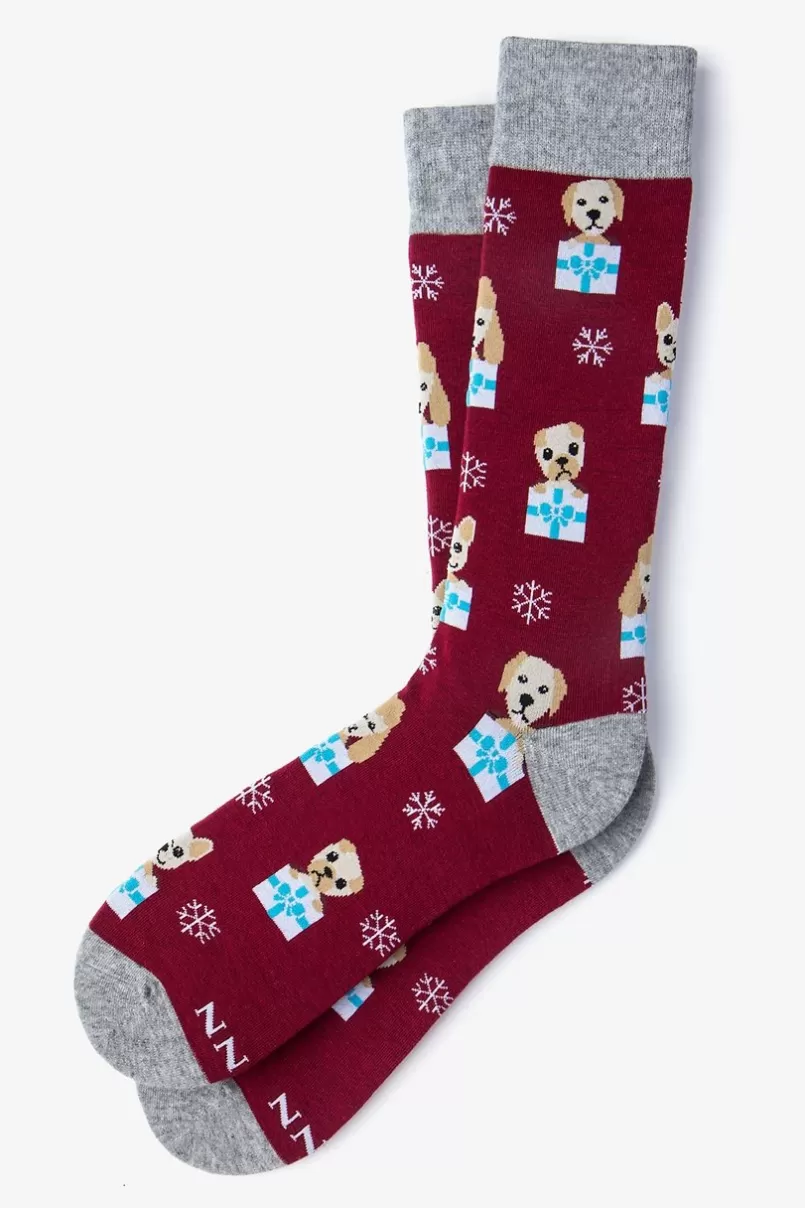 Ties Santa's Lil' Yelpers Sock Burgundy Cheap