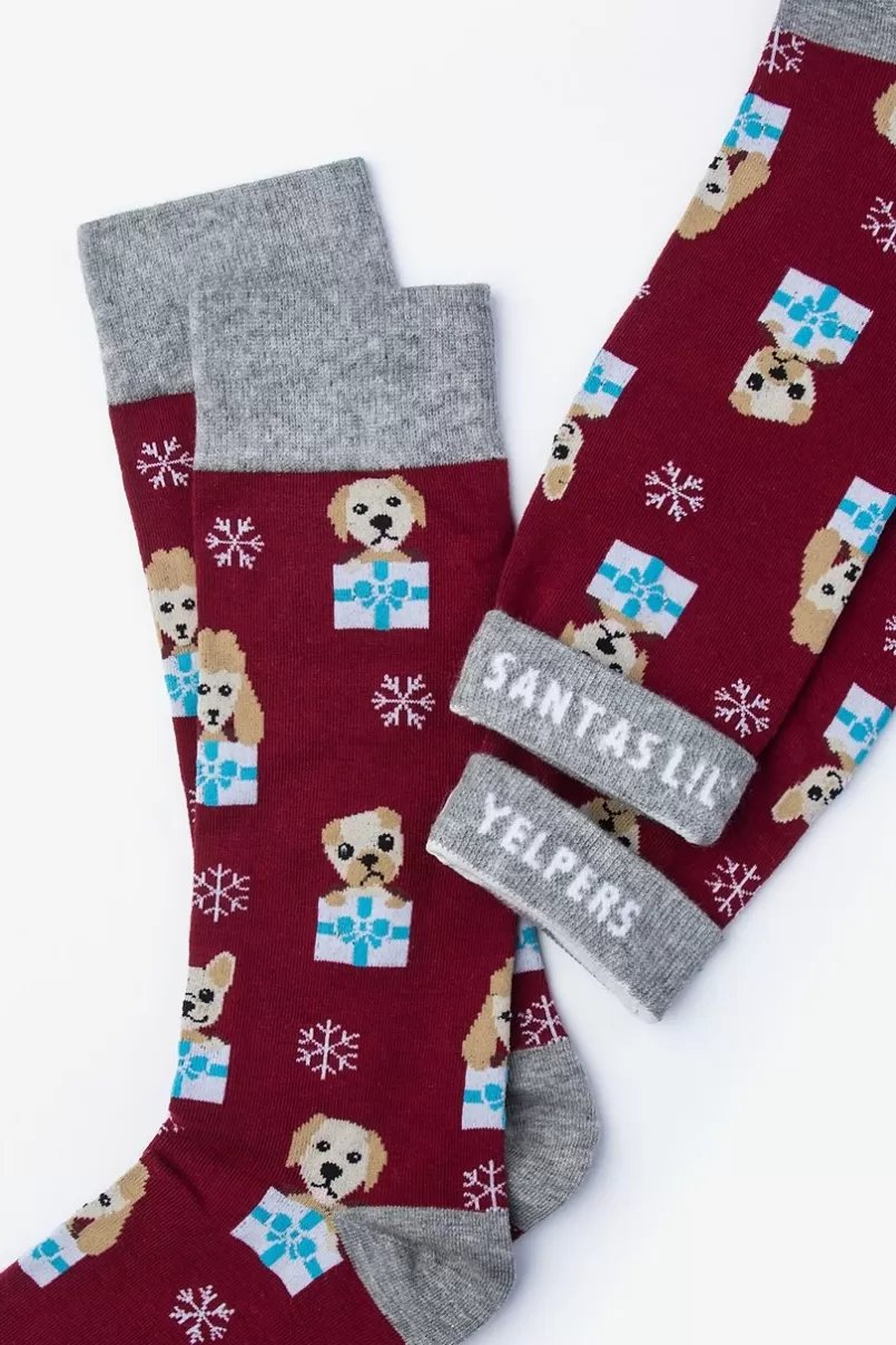 Ties Santa's Lil' Yelpers Sock Burgundy Cheap