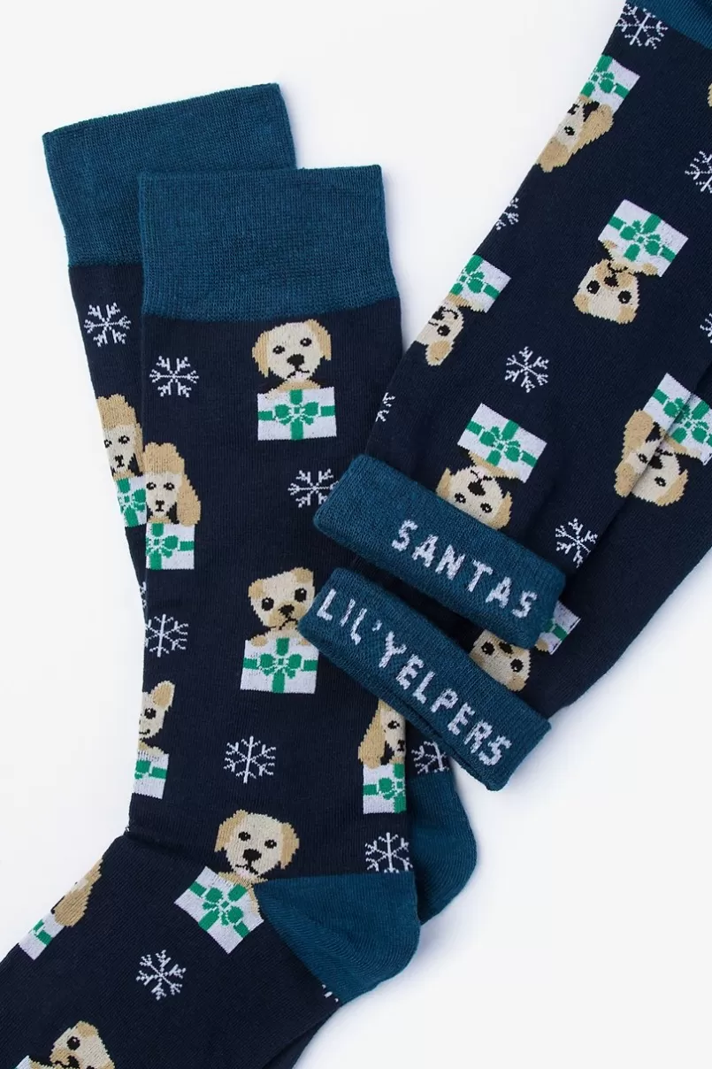 Ties Santa's Lil' Yelpers Navy Blue Sock NavyBlue Shop