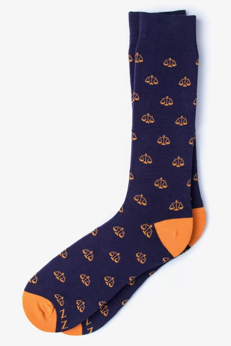 Ties Scales of Justice | Lawyer Navy Blue Sock NavyBlue Best Sale