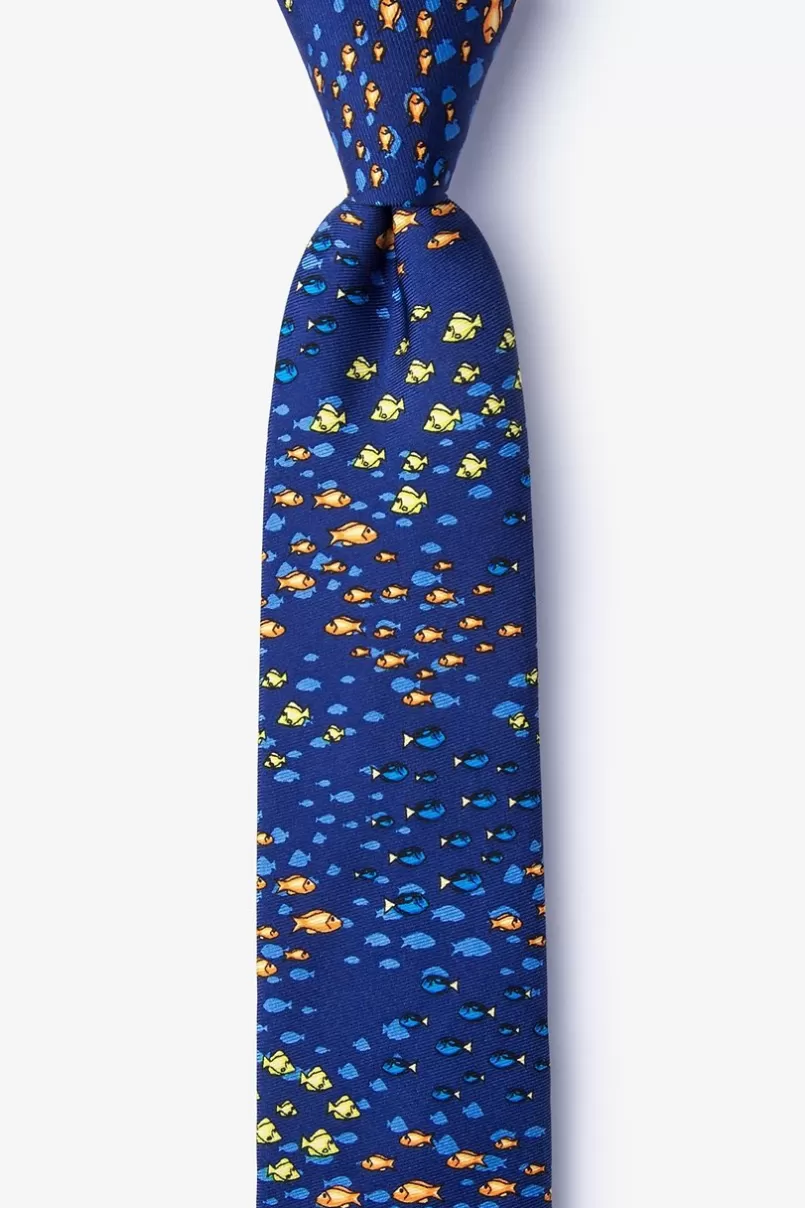 Ties School of Fish Navy Blue Skinny Tie Discount