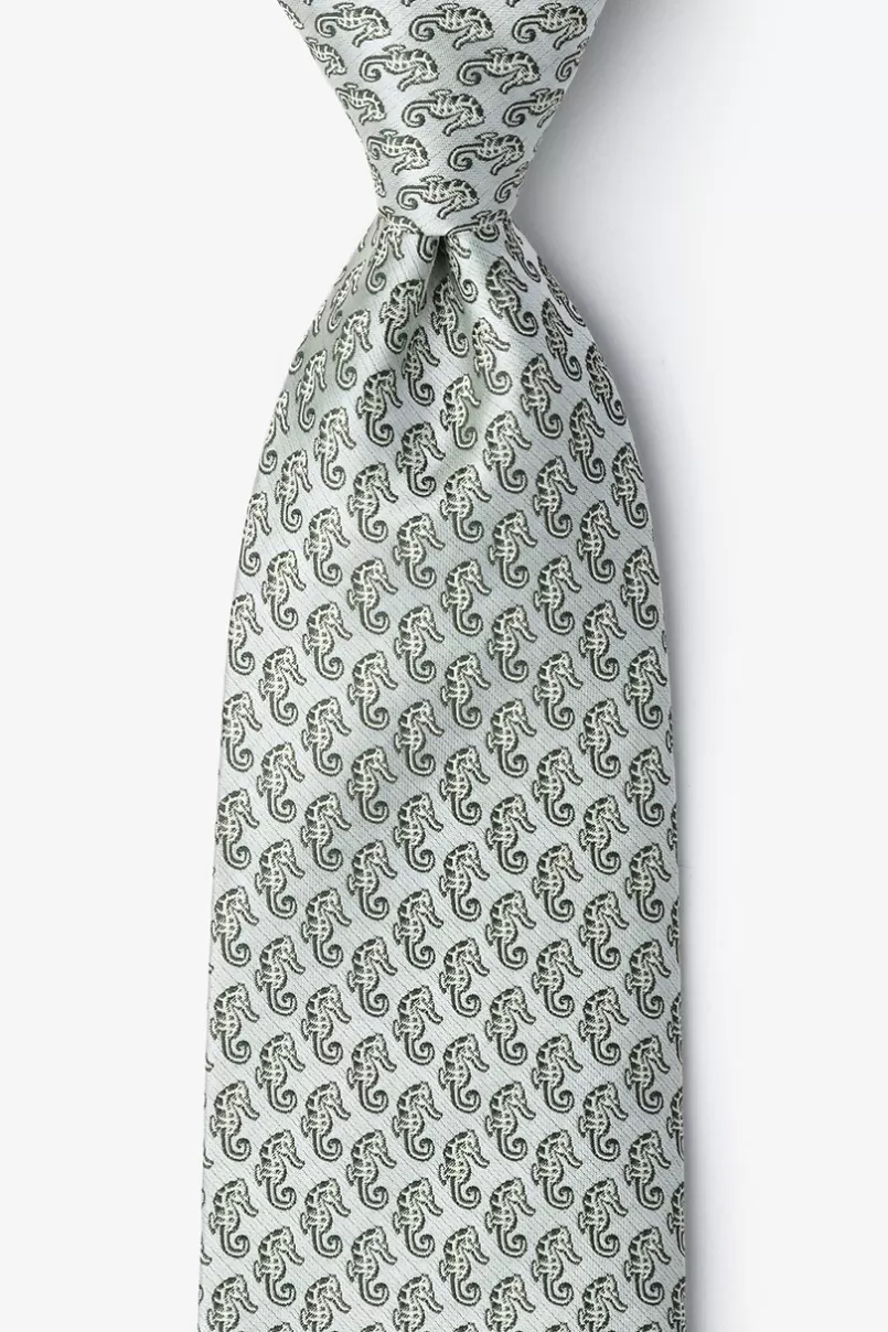 Ties Seahorses Light Green Extra Long Tie Flash Sale