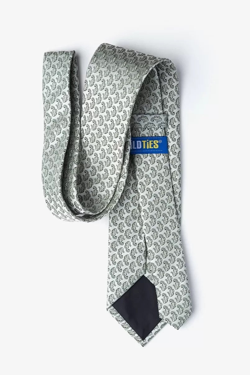 Ties Seahorses Light Green Extra Long Tie Flash Sale