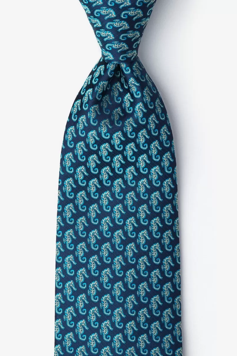 Ties Seahorses Navy Blue Tie Online