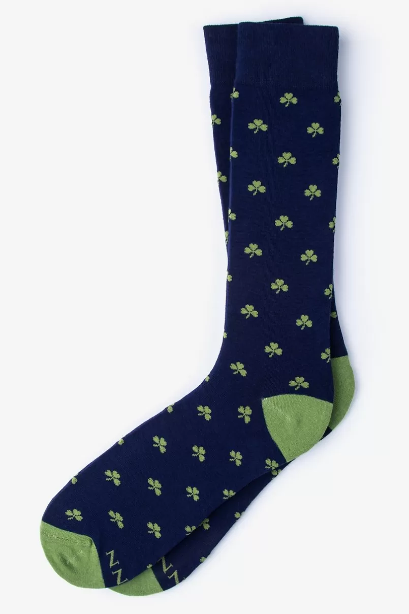 Ties Shamrock Navy Blue Sock NavyBlue Discount