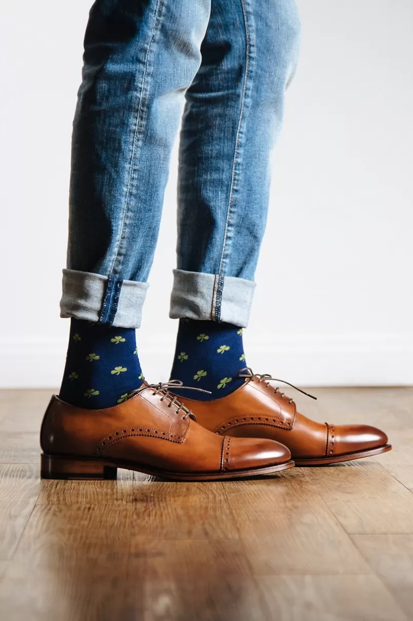 Ties Shamrock Navy Blue Sock NavyBlue Discount