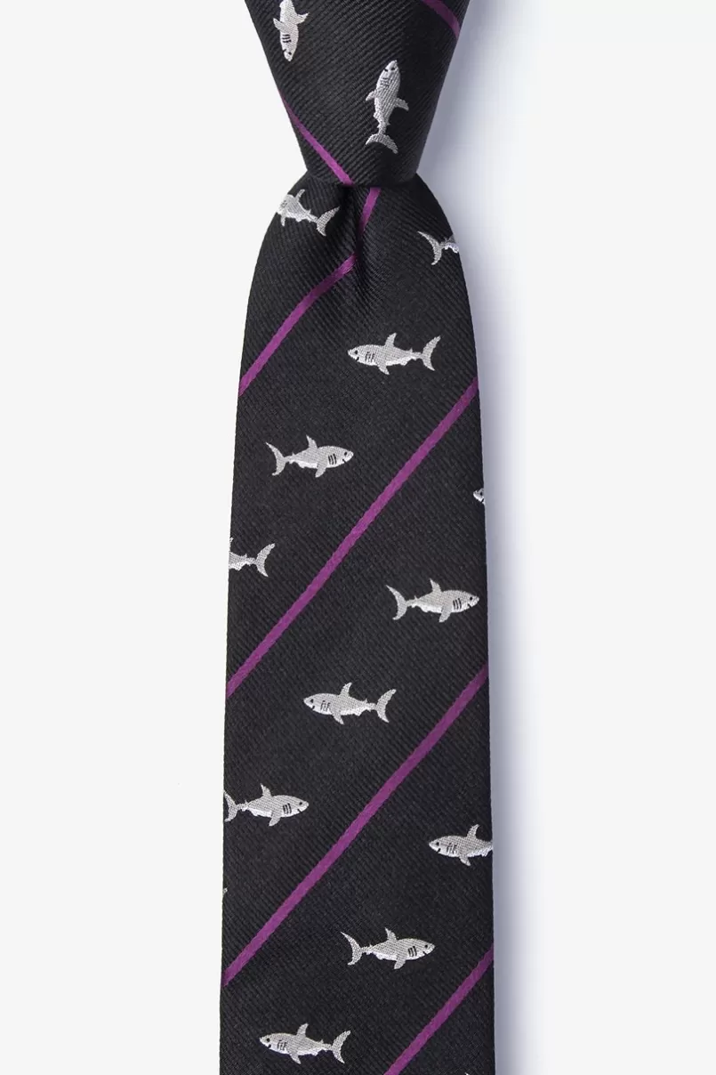 Ties Shark Infested Waters Skinny Tie Black Hot