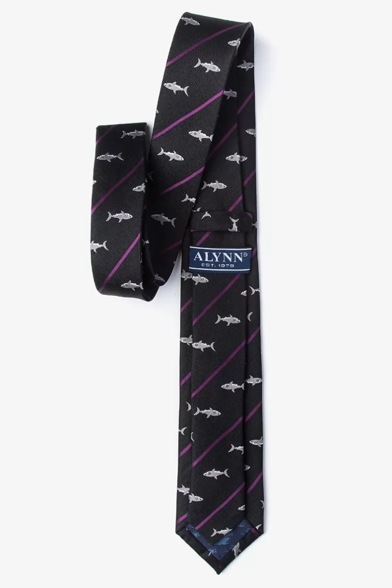 Ties Shark Infested Waters Skinny Tie Black Hot