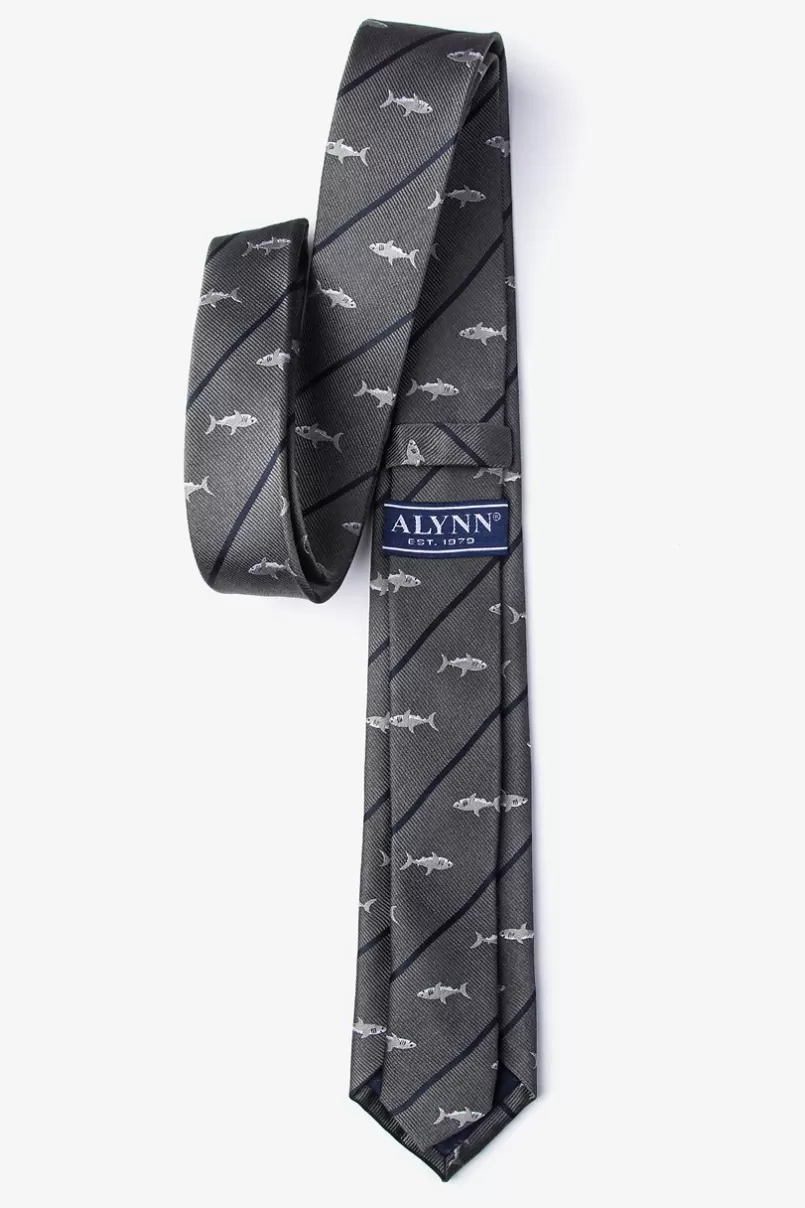 Ties Shark Infested Waters Skinny Tie Charcoal Cheap