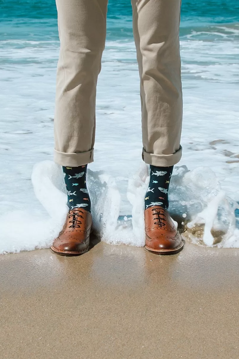 Ties Shark Navy Blue Sock Discount