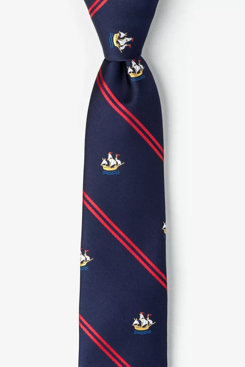 Ties Ship Stripe Navy Blue Skinny Tie NavyBlue Store