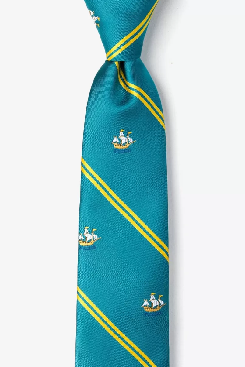 Ties Ship Stripe Skinny Tie Teal Cheap