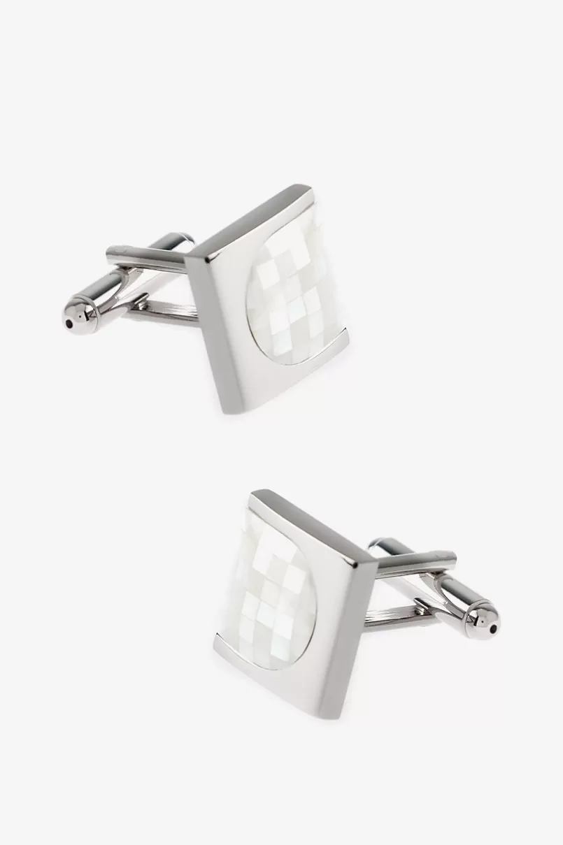Ties Sideways Pattern White Cufflinks Online