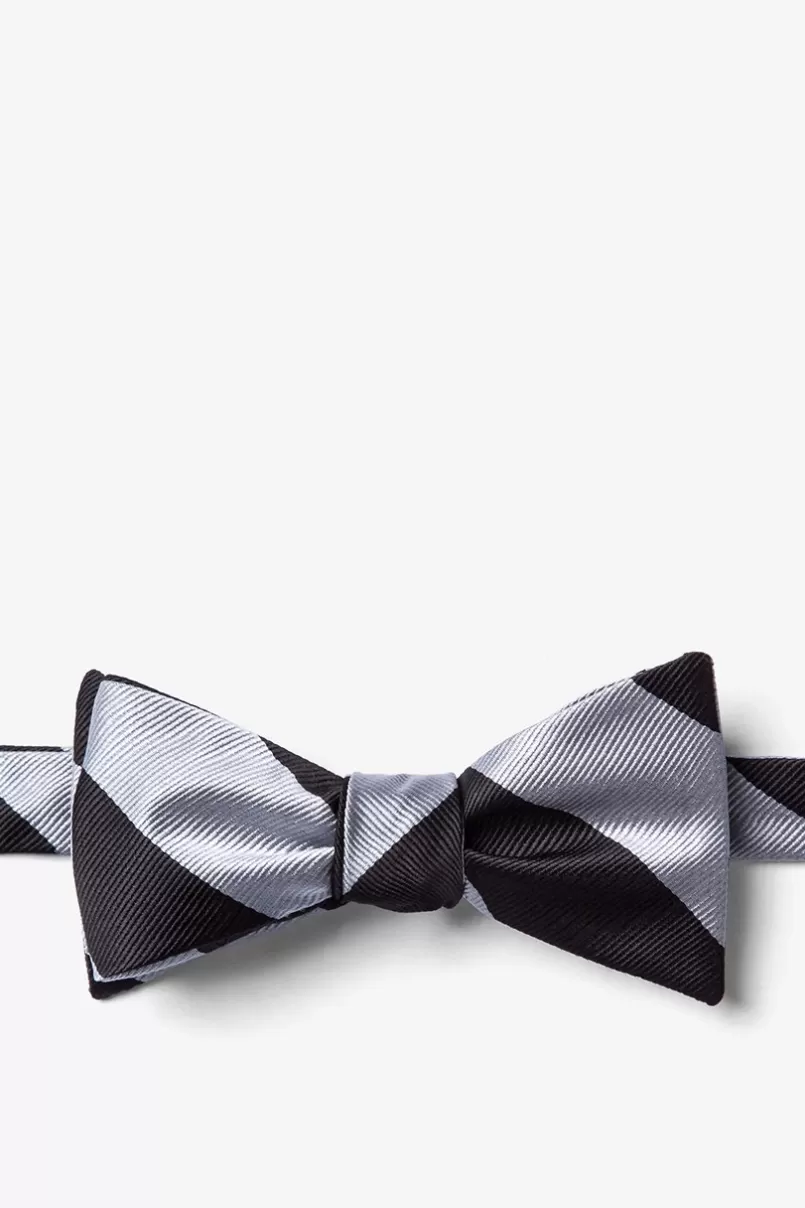 Ties Silver & Black Stripe Self-Tie Bow Tie Silver&Black Shop