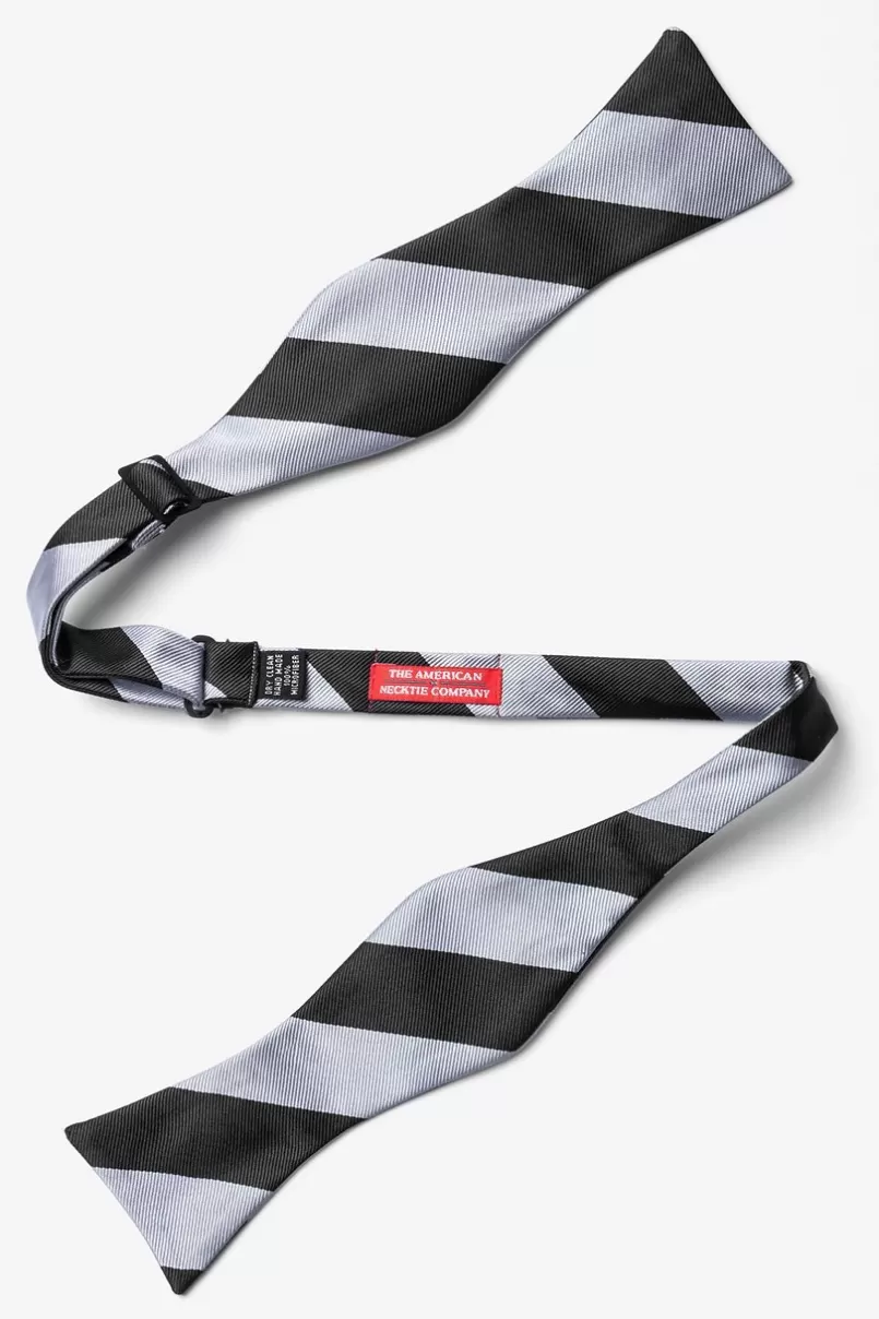 Ties Silver & Black Stripe Self-Tie Bow Tie Silver&Black Shop