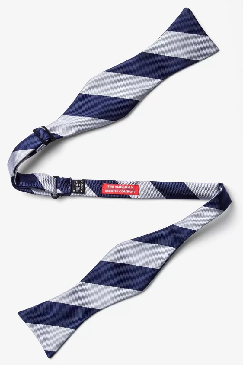 Ties Silver & Navy Stripe Self-Tie Bow Tie Silver&Black Shop