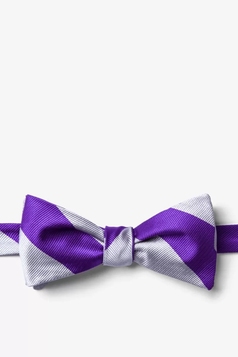 Ties Silver & Purple Stripe Self-Tie Bow Tie Silver&Purple Store