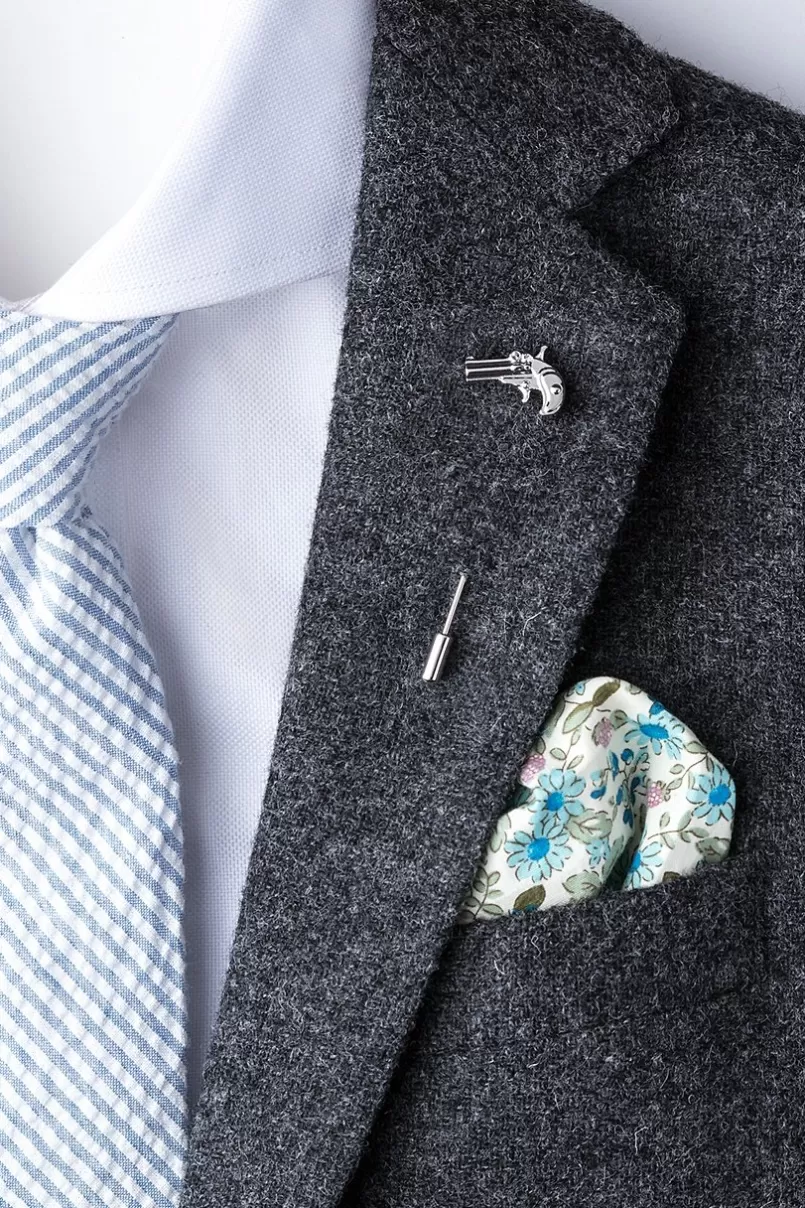 Ties Single Shot Silver Lapel Pin Fashion