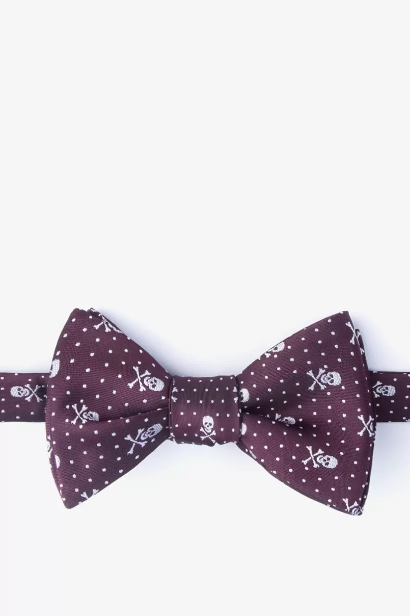 Ties Skull and Polka Dot Self-Tie Bow Tie Burgundy Fashion
