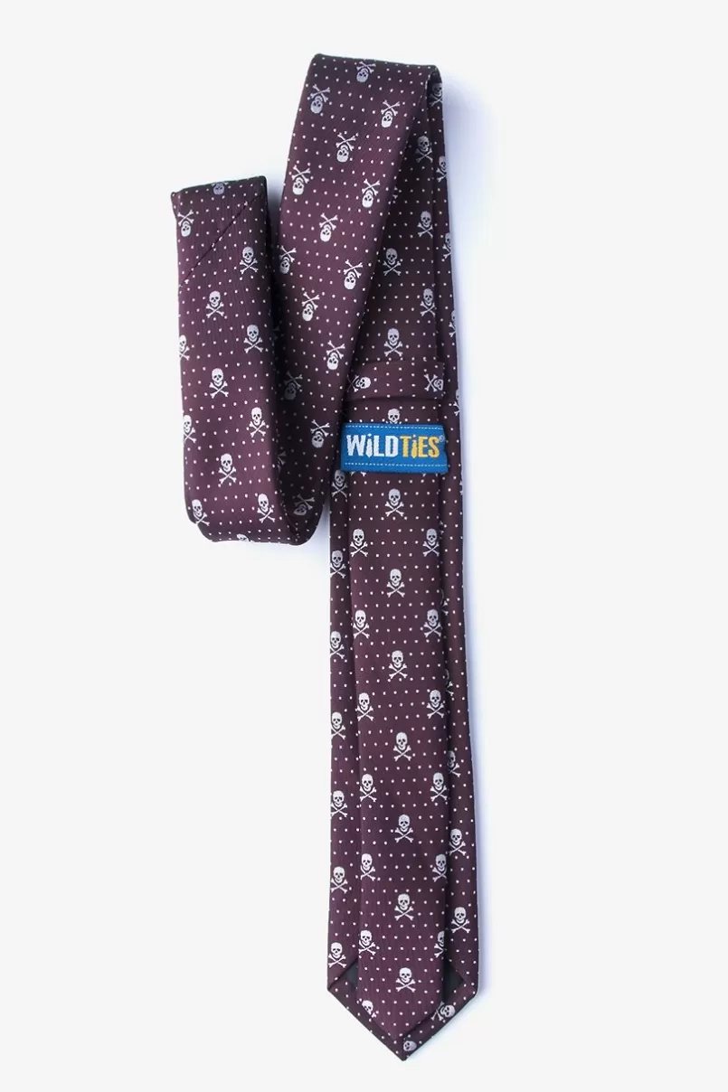 Ties Skull and Polka Dot Skinny Tie Burgundy Cheap
