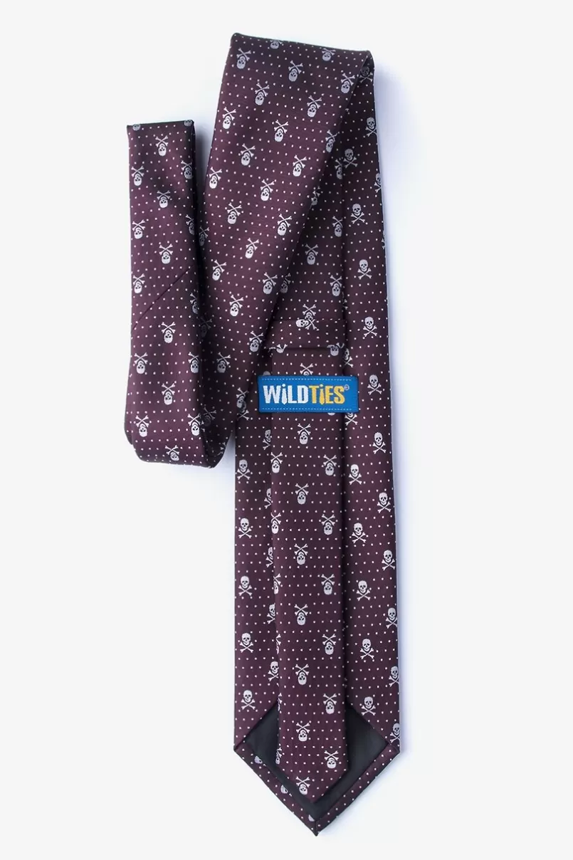 Ties Skull and Polka Dot Tie Burgundy Clearance