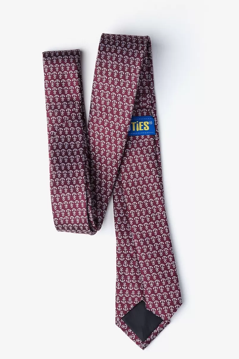 Ties Small Anchors Maroon Skinny Tie Discount