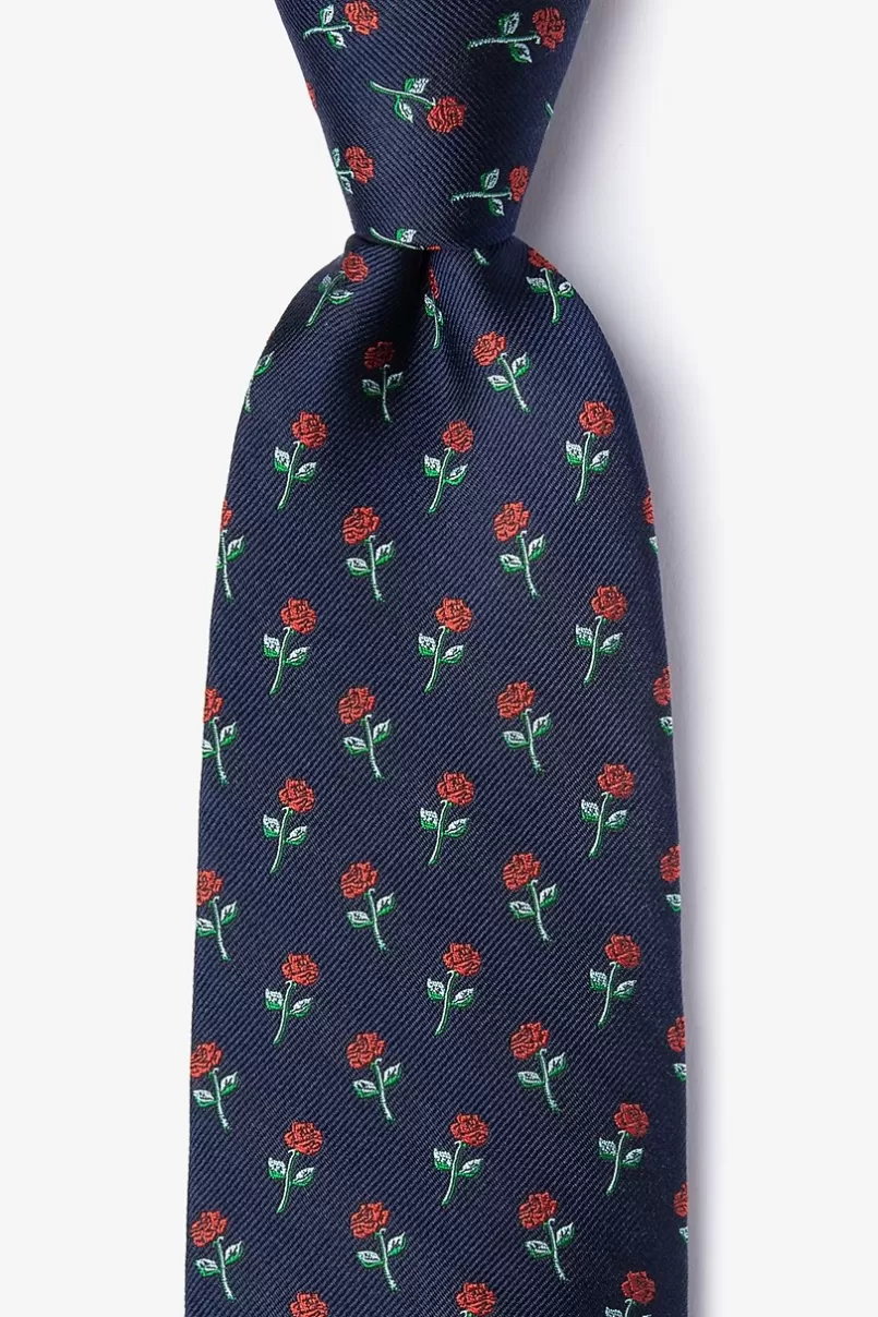 Ties Smell the Roses Navy Blue Tie Best Sale