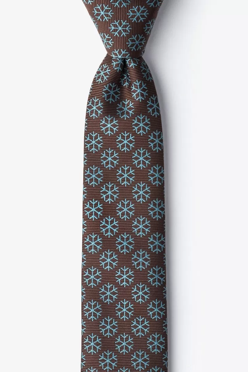 Ties Snowflakes Brown Skinny Tie Cheap