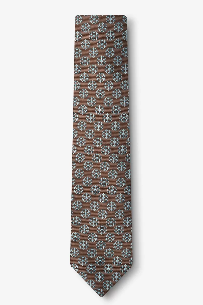 Ties Snowflakes Brown Skinny Tie Cheap