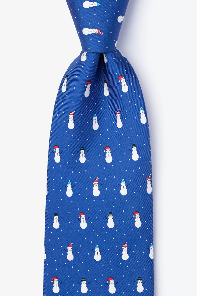 Ties Snowmen in the Snow Blue Extra Long Tie Shop