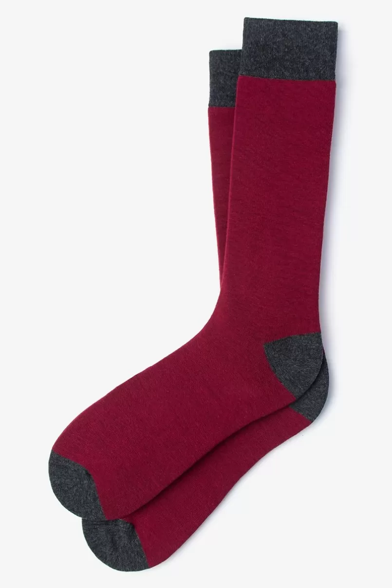 Ties Solid Choice Sock Burgundy Store