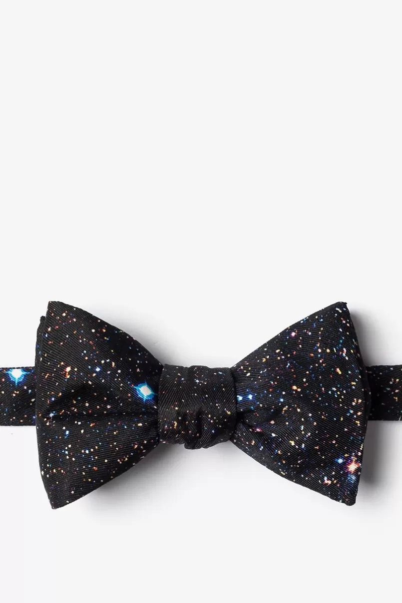 Ties Spaced Out Black Self-Tie Bow Tie Cheap