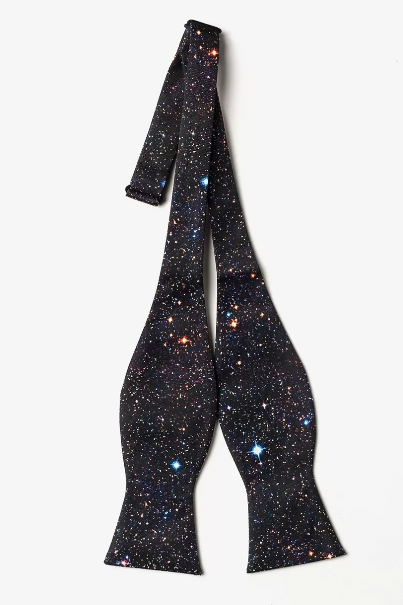 Ties Spaced Out Black Self-Tie Bow Tie Cheap