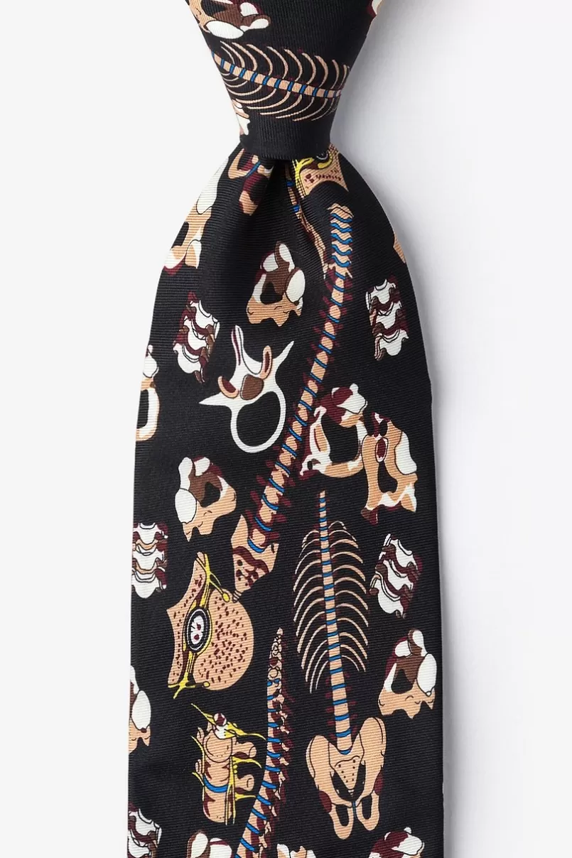 Ties Spinal Bones Black Extra Long Tie Fashion