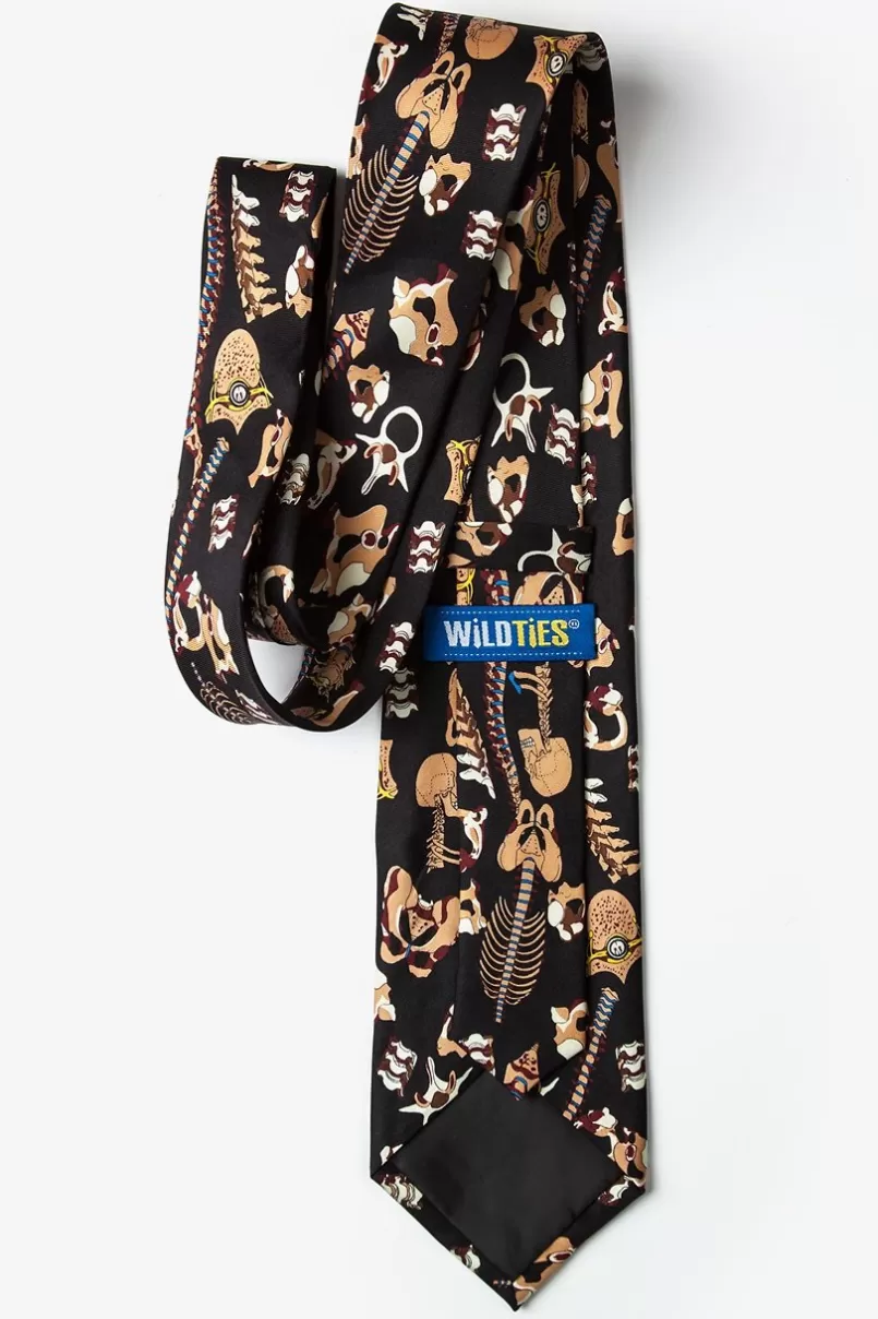 Ties Spinal Bones Black Extra Long Tie Fashion