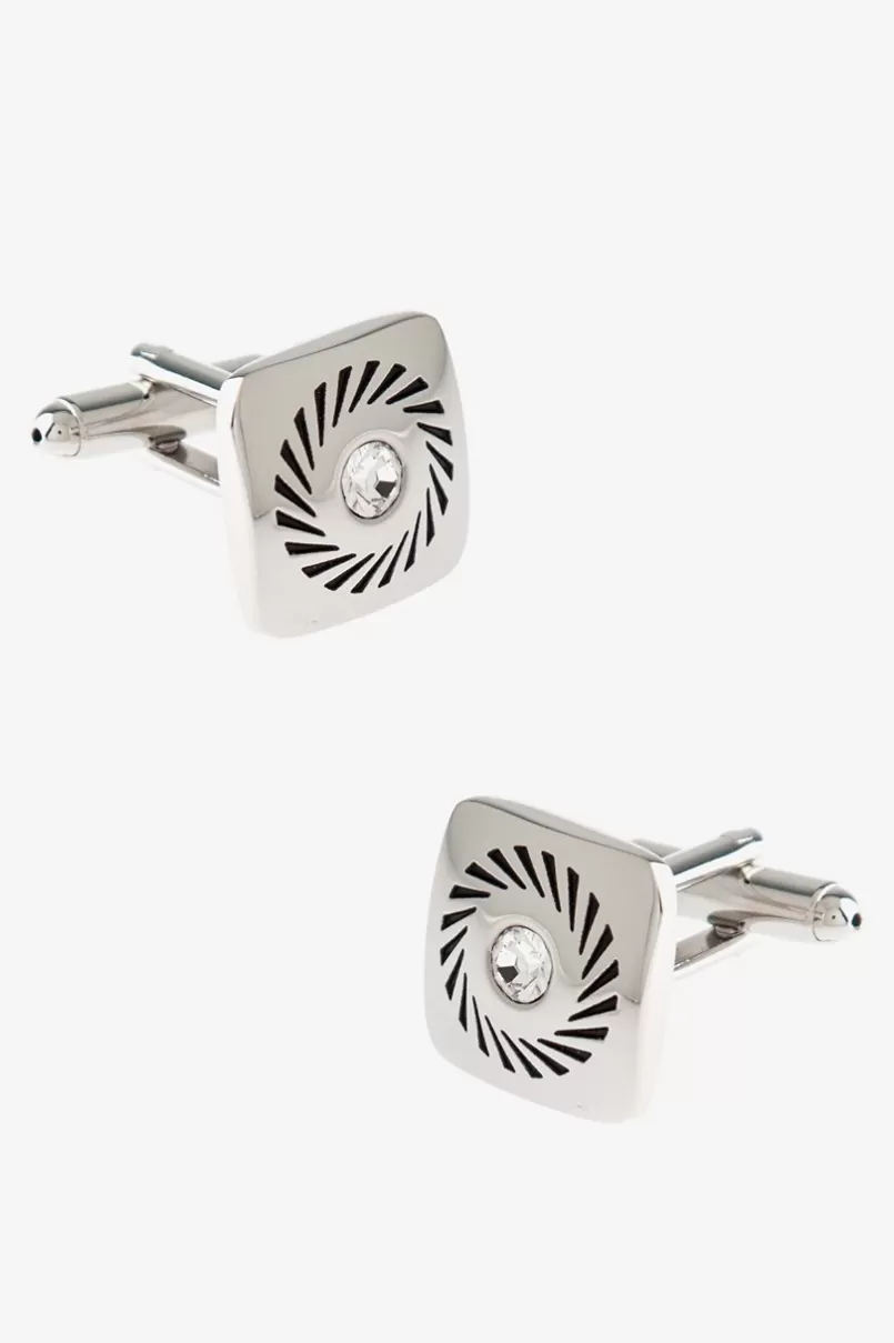 Ties Square Rhinestone Wheel White Cufflinks Clearance
